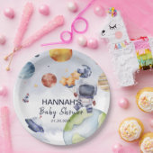 Astronaut Outer Space Boy Baby shower Party Papieren Bordje (Feest)