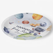 Astronaut Outer Space Boy Baby shower Party Papieren Bordje (Gekanteld)