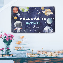 Astronaut Outer Space Boy Baby shower Welkom Spandoek