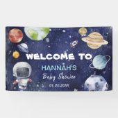 Astronaut Outer Space Boy Baby shower Welkom Spandoek (Horizontaal)