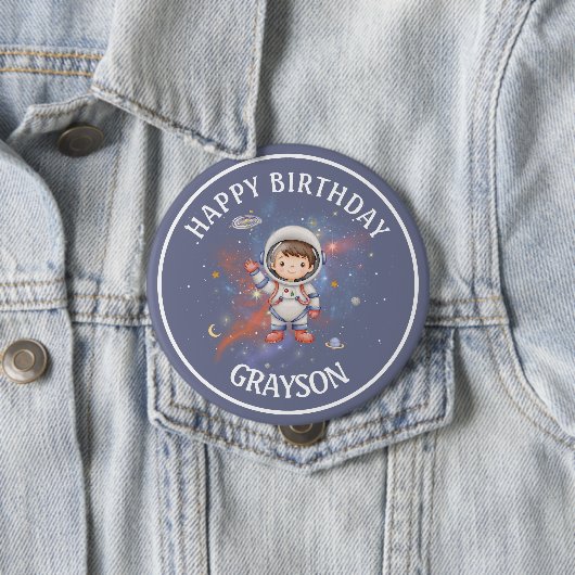 Astronaut Outer Space Boy Birthday Ronde Button 4,0 Cm (In situ)