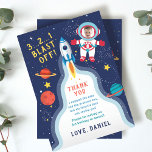 Astronaut Outer Space Boy Foto Birthday Bedankkaart<br><div class="desc">Astronaut Buitenspace Boy Foto Birthday Hartelijk dank</div>