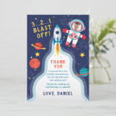 Astronaut Outer Space Boy Foto Birthday Bedankkaart (Staand voorkant)
