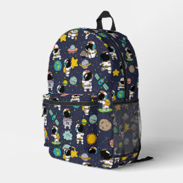 Astronaut Outer Space Cartoon Bedrukte Rugzak