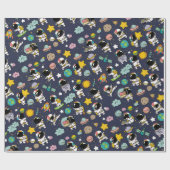 Astronaut Outer Space Cartoon Cadeaupapier (Vlak)