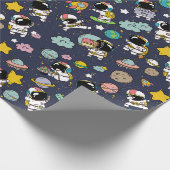 Astronaut Outer Space Cartoon Cadeaupapier (Hoek)