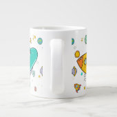 Astronaut Outer Space Cartoon Grote Koffiekop (Achterkant)