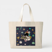 Astronaut Outer Space Cartoon Grote Tote Bag (Achterkant)