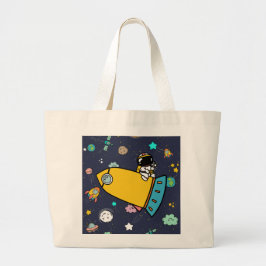 Astronaut Outer Space Cartoon Grote Tote Bag