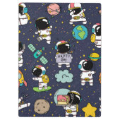 Astronaut Outer Space Cartoon Klembord (Achterkant)