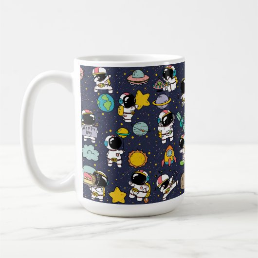 Astronaut Outer Space Cartoon Koffiemok (Links)