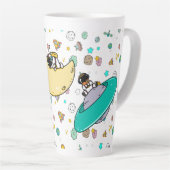 Astronaut Outer Space Cartoon Latte Mok (Rechterhoek)