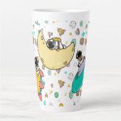 Astronaut Outer Space Cartoon Latte Mok (Voorkant)