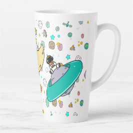 Astronaut Outer Space Cartoon Latte Mok