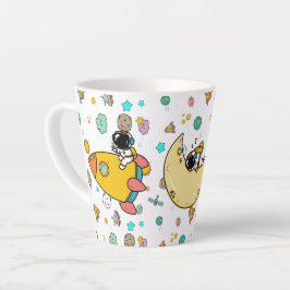 Astronaut Outer Space Cartoon Latte Mok