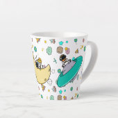 Astronaut Outer Space Cartoon Latte Mok (Rechterhoek)