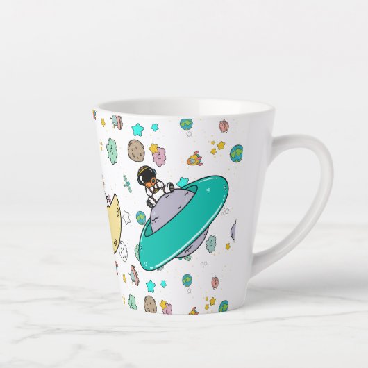 Astronaut Outer Space Cartoon Latte Mok (Rechts)