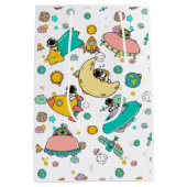 Astronaut Outer Space Cartoon Medium Cadeauzakje (Achterkant)