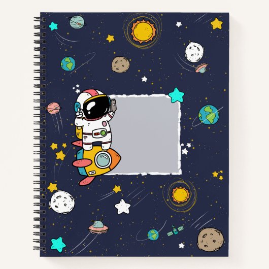 Astronaut Outer Space Cartoon Notitieboek (Voorkant)