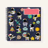 Astronaut Outer Space Cartoon Notitieboek (Voorkant)