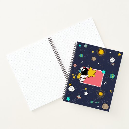 Astronaut Outer Space Cartoon Notitieboek (Binnen)