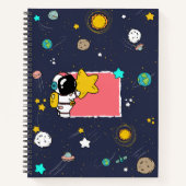 Astronaut Outer Space Cartoon Notitieboek (Voorkant)