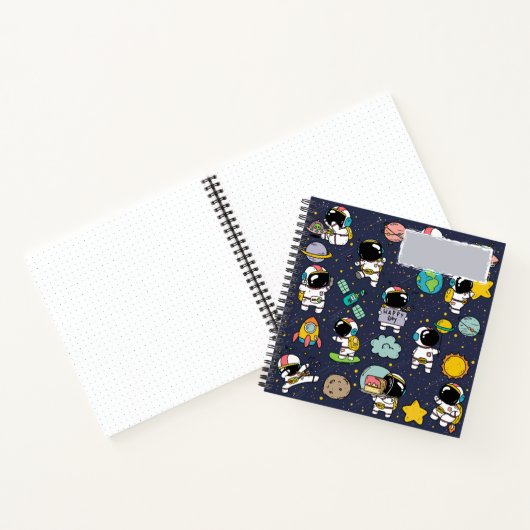 Astronaut Outer Space Cartoon Notitieboek (Binnen)