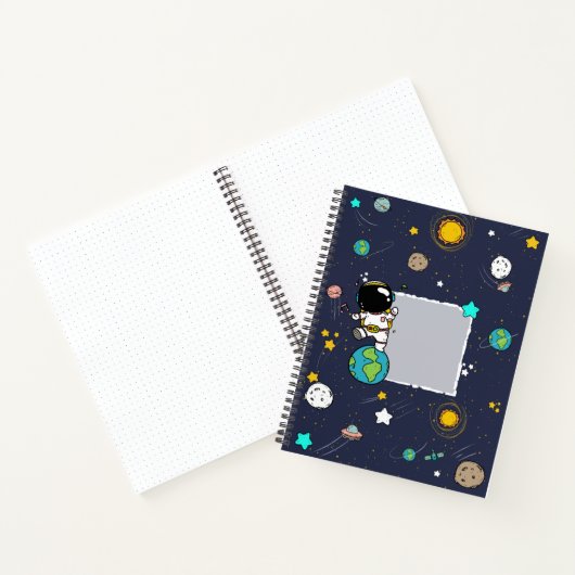 Astronaut Outer Space Cartoon Notitieboek (Binnen)