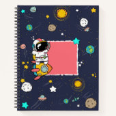 Astronaut Outer Space Cartoon Notitieboek (Voorkant)