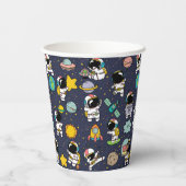 Astronaut Outer Space Cartoon Papieren Bekers (Achterkant)