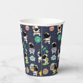 Astronaut Outer Space Cartoon Papieren Bekers (Rechts)