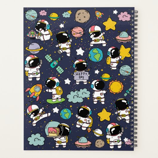 Astronaut Outer Space Cartoon Planner (Achterkant)
