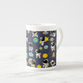 Astronaut Outer Space Cartoon Porselein Kop (Voorkant rechts)