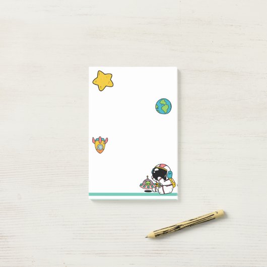 Astronaut Outer Space Cartoon Post-it® Notes (Op bureau)