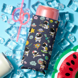 Astronaut Outer Space Cartoon Seltzer Blikjeskoeler