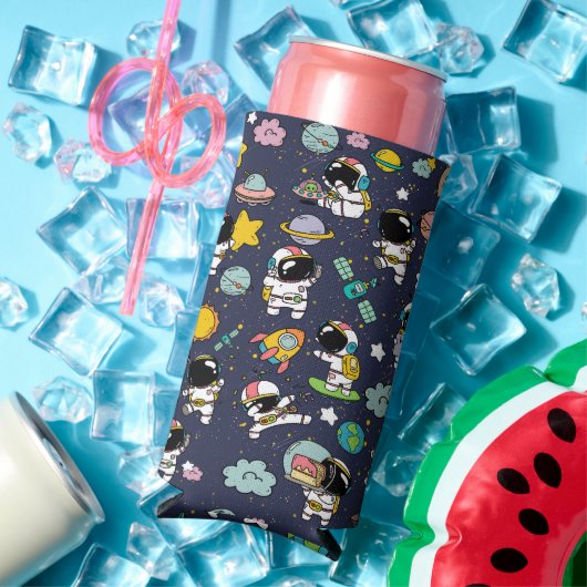 Astronaut Outer Space Cartoon Seltzer Blikjeskoeler (Insitu Zomer)