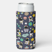 Astronaut Outer Space Cartoon Seltzer Blikjeskoeler (Seltzer Achterkant)