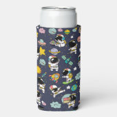 Astronaut Outer Space Cartoon Seltzer Blikjeskoeler (Seltzer Voorkant)