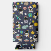Astronaut Outer Space Cartoon Seltzer Blikjeskoeler (Achterkant)