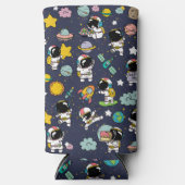 Astronaut Outer Space Cartoon Seltzer Blikjeskoeler (Voorkant)