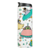 Astronaut Outer Space Cartoon Thermosbeker (Geroteerd rechts)