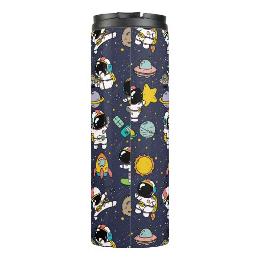 Astronaut Outer Space Cartoon Thermosbeker (Achterkant)