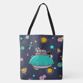 Astronaut Outer Space Cartoon Tote Bag