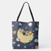 Astronaut Outer Space Cartoon Tote Bag (Achterkant)