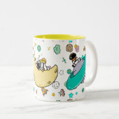 Astronaut Outer Space Cartoon Tweekleurige Koffiemok (Voorkant rechts)