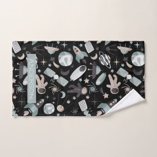 Astronaut Outer Space Explorer Koel Blauw Patroon Bad Handdoek (Handdoek)