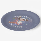 Astronaut Outer Space Girl Birthday Papieren Bordje (Gekanteld)