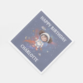 Astronaut Outer Space Girl Birthday Servet (Hoek)