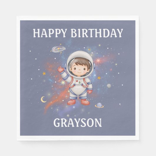 Astronaut Outer Space Girl Birthday Servet (Voorkant)