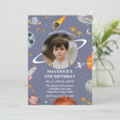 Astronaut Outer Space Kids Photo Birthday Kaart (Staand voorkant)